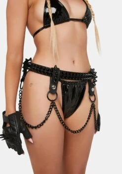 2-Row Cone Studded Belt With Removable O-Ring Chains