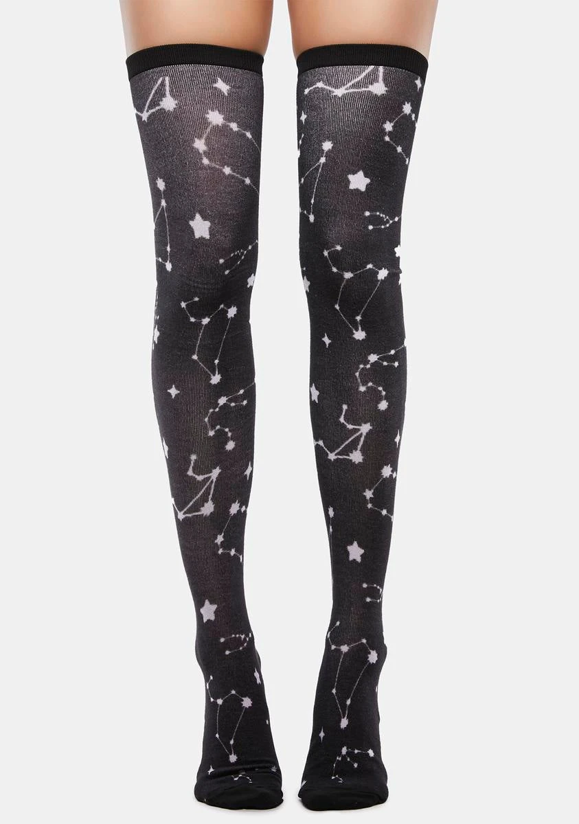 Lunar Star Sign Thigh High Socks