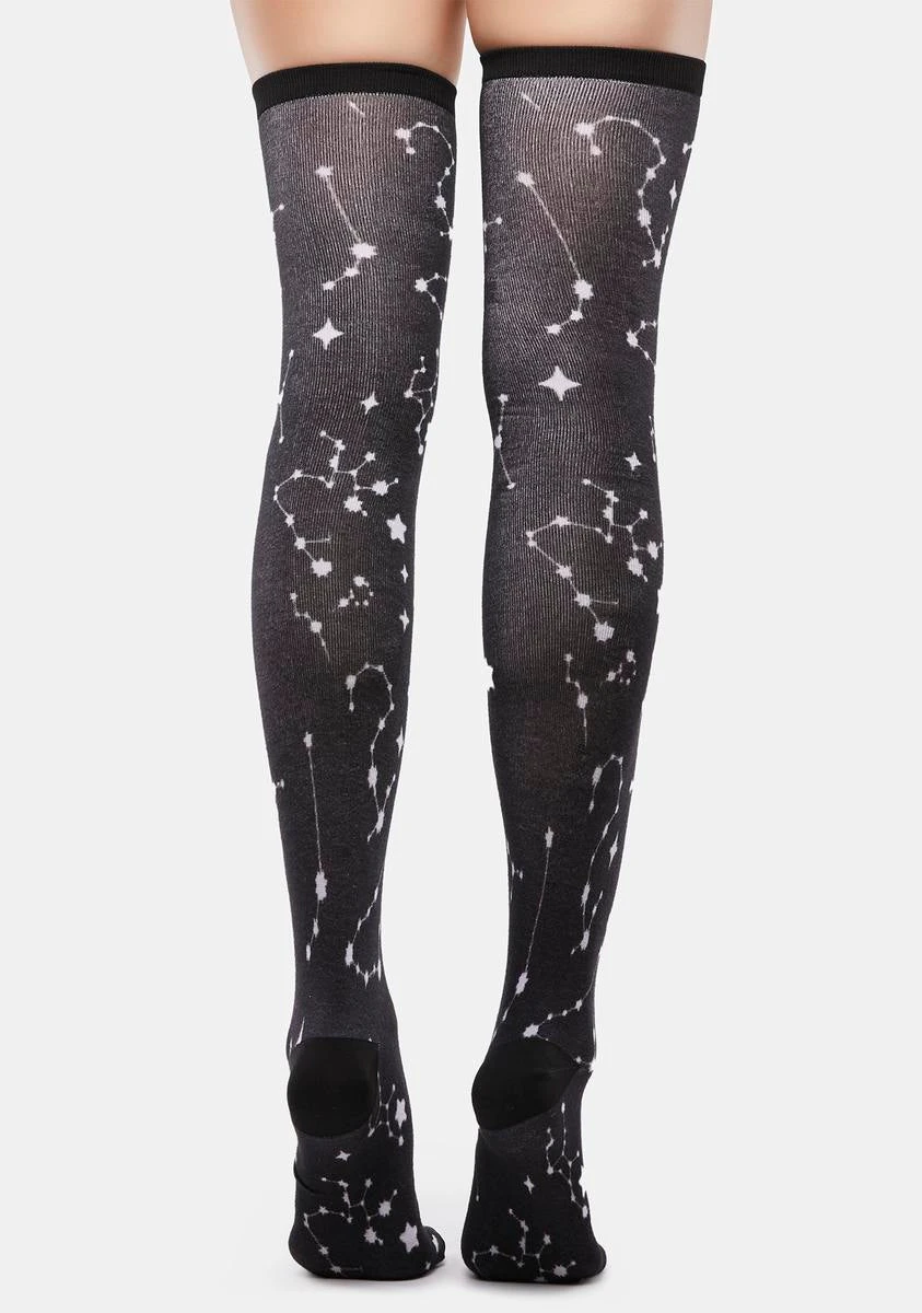 Lunar Star Sign Thigh High Socks - Image 3
