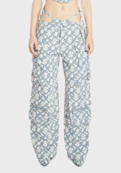 Monogram Denim Baggy Workwear Pants