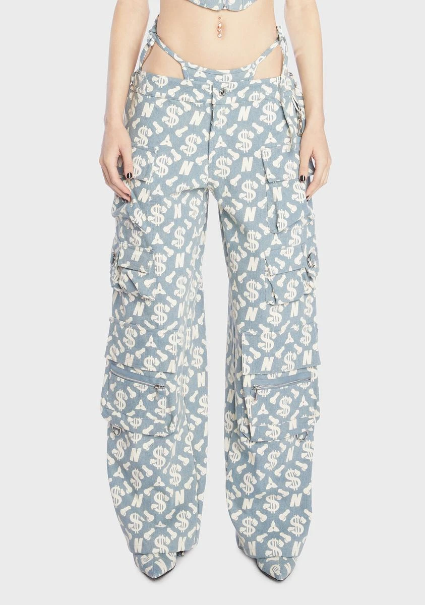 Monogram Denim Baggy Workwear Pants