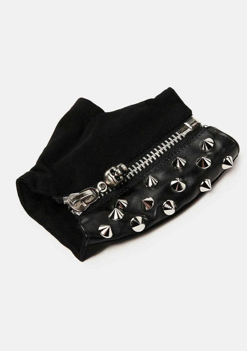 Punk Studded Zipper Gloves - Image 3