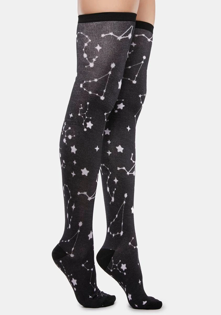 Lunar Star Sign Thigh High Socks - Image 2